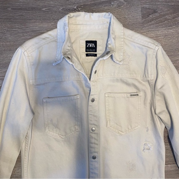 Zara Ripped Denim Overshirt - Picture 7 of 7